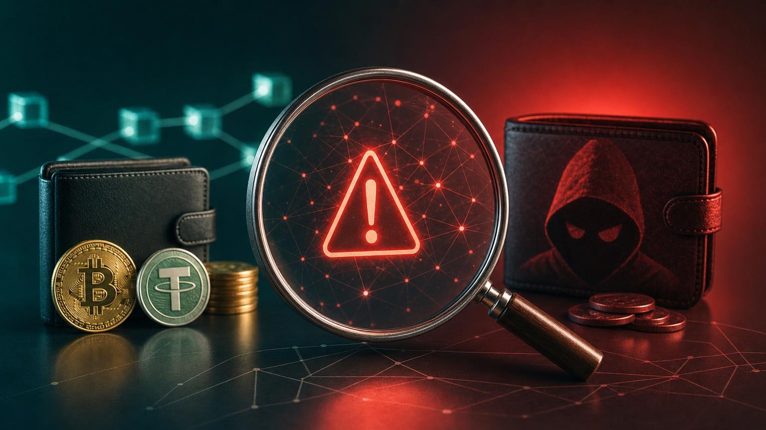 Persona verificando el dominio, la red y la dirección de una operación con BTC o USDT antes de confirmar el envío